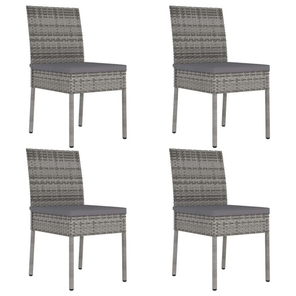 vidaXL Garten-Essstühle 4 Stk. Poly Rattan Grau