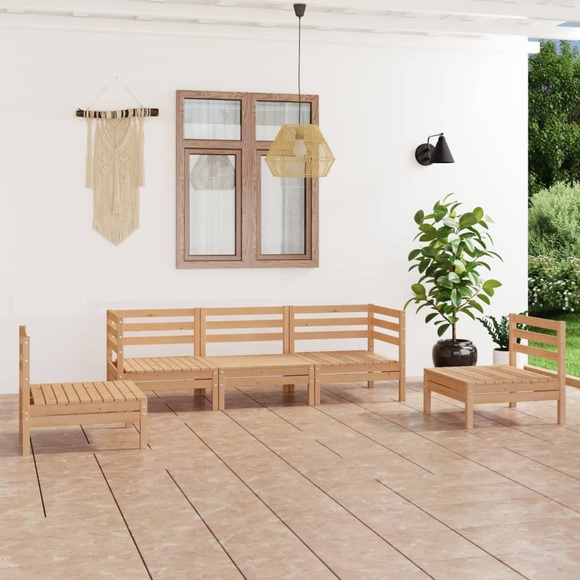 vidaXL 5-tlg. Garten-Lounge-Set Kiefer Massivholz