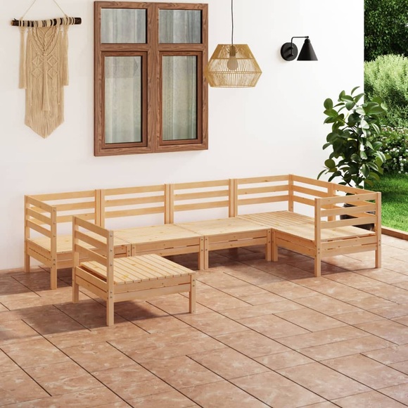 vidaXL 6-tlg. Garten-Lounge-Set Massivholz Kiefer