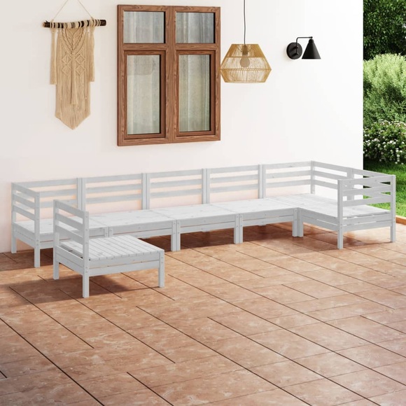 vidaXL 7-tlg. Garten-Lounge-Set Massivholz Kiefer Weiß