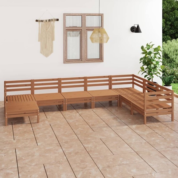 vidaXL 8-tlg. Garten-Lounge-Set Massivholz Kiefer Honigbraun