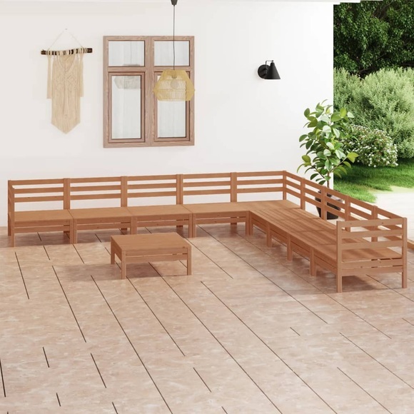 vidaXL 10-tlg. Garten-Lounge-Set Massivholz Kiefer Honigbraun