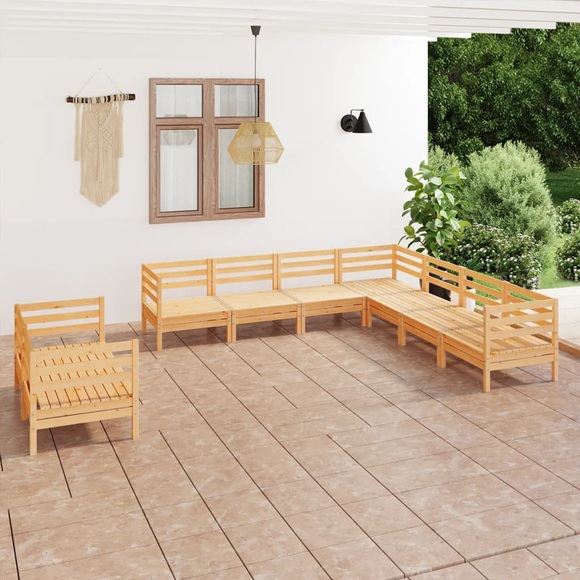 vidaXL 9-tlg. Garten-Lounge-Set Massivholz Kiefer