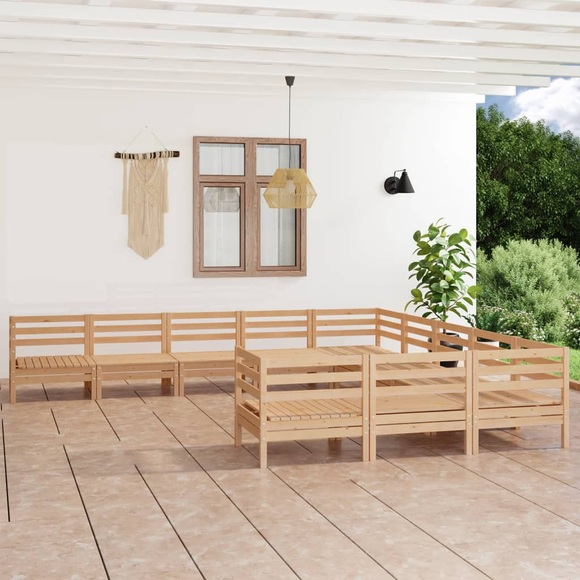 vidaXL 11-tlg. Garten-Lounge-Set Massivholz Kiefer