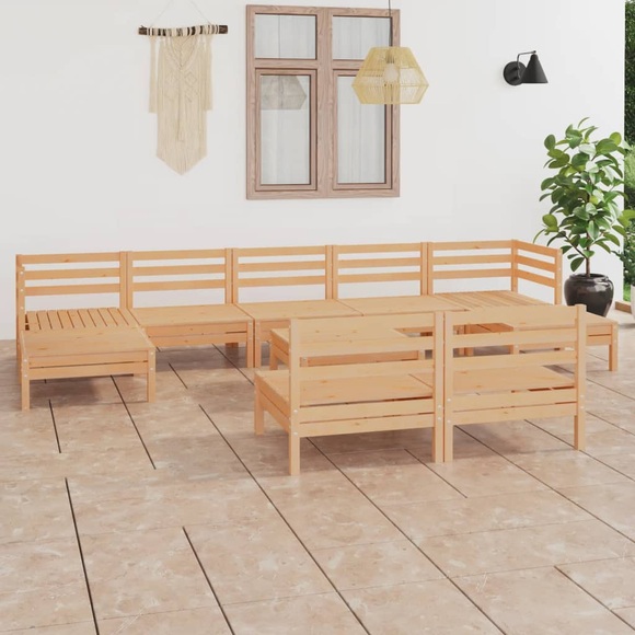 vidaXL 10-tlg. Garten-Lounge-Set Kiefer Massivholz