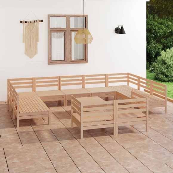 vidaXL 12-tlg. Garten-Lounge-Set Massivholz Kiefer