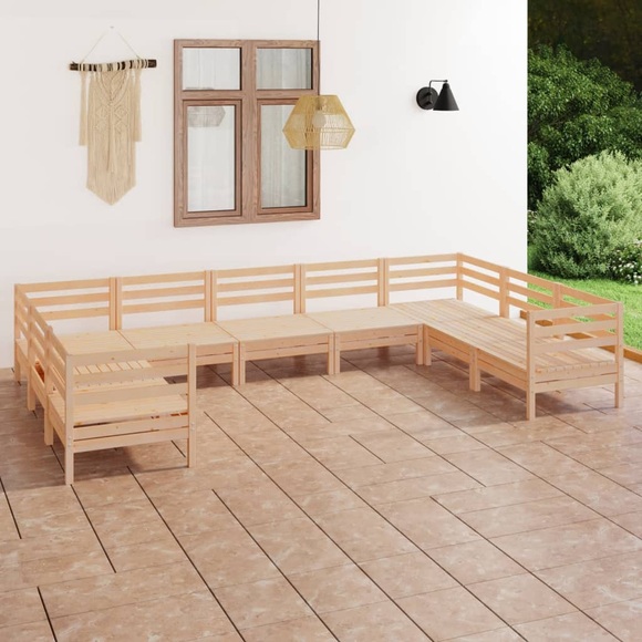 vidaXL 9-tlg. Garten-Lounge-Set Massivholz Kiefer