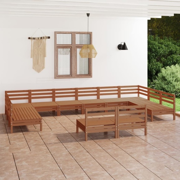 vidaXL 12-tlg. Garten-Lounge-Set Honigbraun Massivholz Kiefer