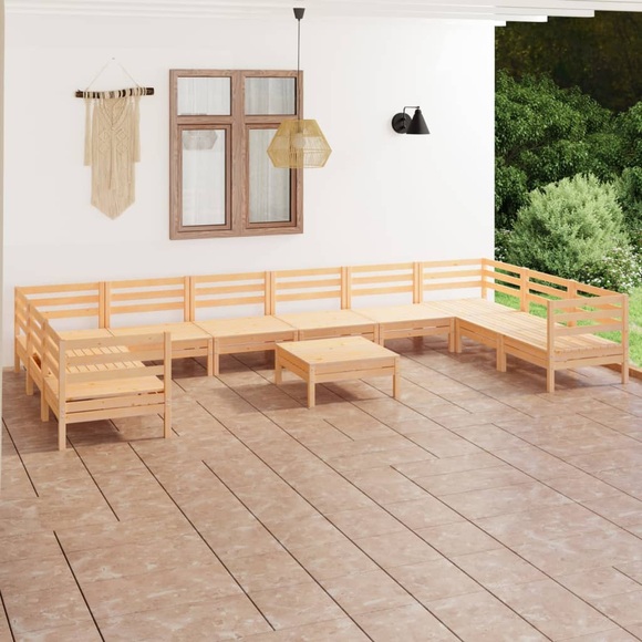 vidaXL 11-tlg. Garten-Lounge-Set Massivholz Kiefer