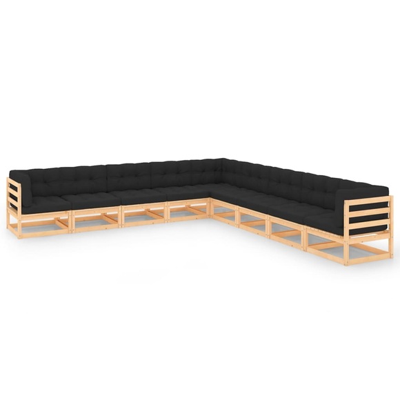 vidaXL 9-tlg. Garten-Lounge-Set mit Anthrazit Kissen Kiefernholz