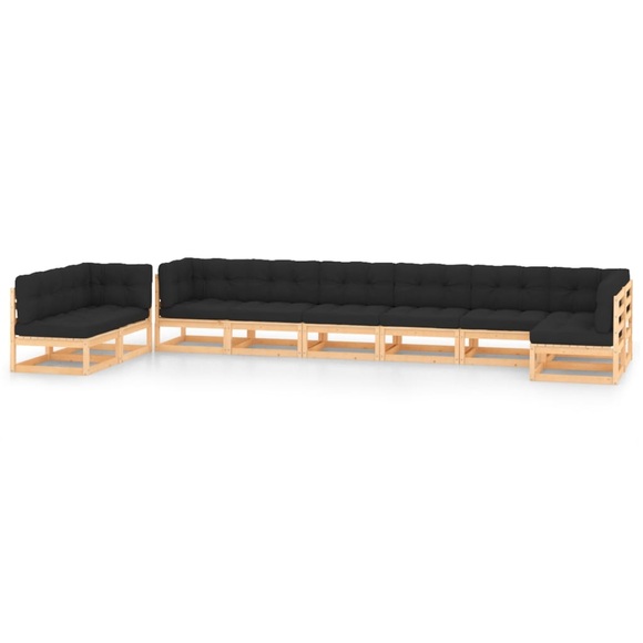 vidaXL 9-tlg. Garten-Lounge-Set mit Anthrazit Kissen Kiefernholz