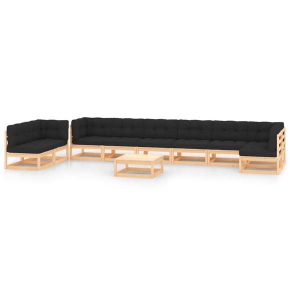vidaXL 10-tlg. Garten-Lounge-Set mit Anthrazit Kissen Kiefernholz