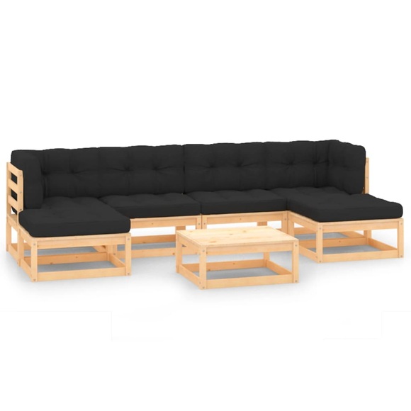 vidaXL 7-tlg. Garten-Lounge-Set mit Anthrazit Kissen Kiefernholz