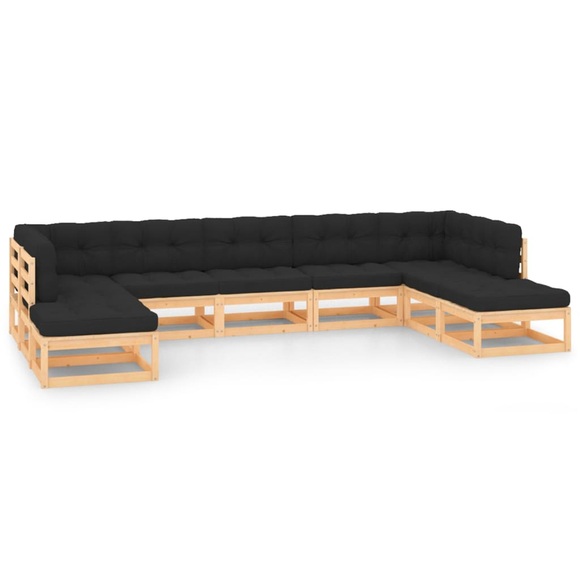 vidaXL 9-tlg. Garten-Lounge-Set mit Anthrazit Kissen Kiefernholz