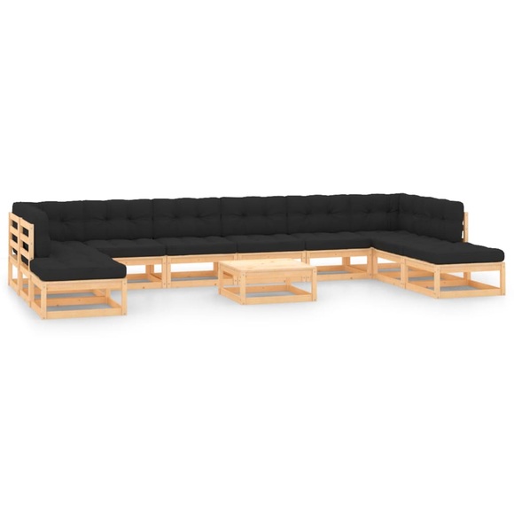 vidaXL 11-tlg. Garten-Lounge-Set mit Anthrazit Kissen Kiefernholz
