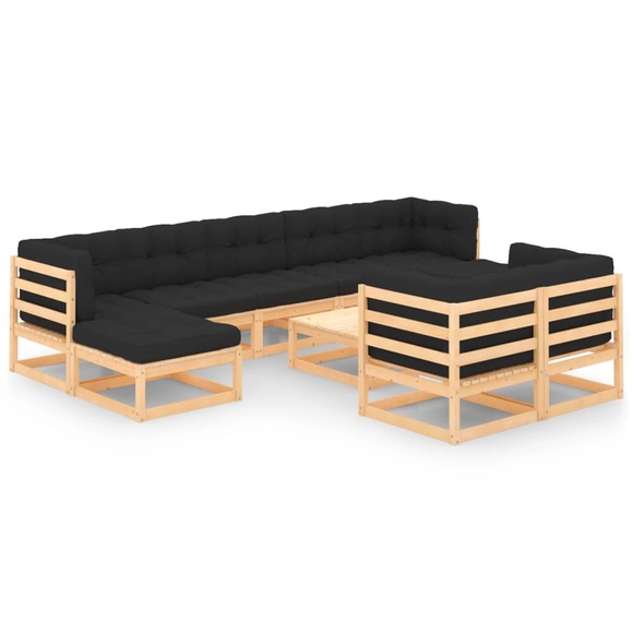 vidaXL 10-tlg. Garten-Lounge-Set mit Anthrazit Kissen Kiefernholz