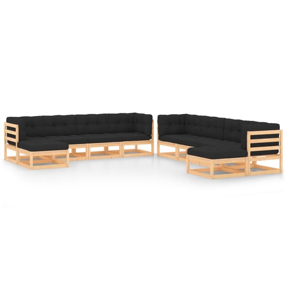 vidaXL 10-tlg. Garten-Lounge-Set mit Anthrazit Kissen Kiefernholz