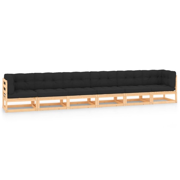 vidaXL 6-tlg. Garten-Lounge-Set mit Anthrazit Kissen Kiefernholz