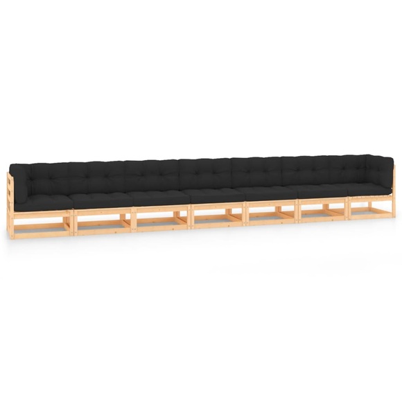 vidaXL 7-tlg. Garten-Lounge-Set mit Anthrazit Kissen Kiefernholz