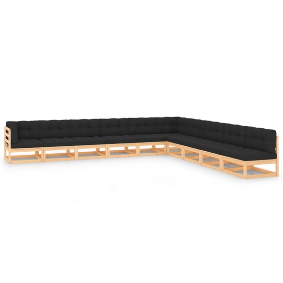 vidaXL 10-tlg. Garten-Lounge-Set mit Anthrazit Kissen Kiefernholz
