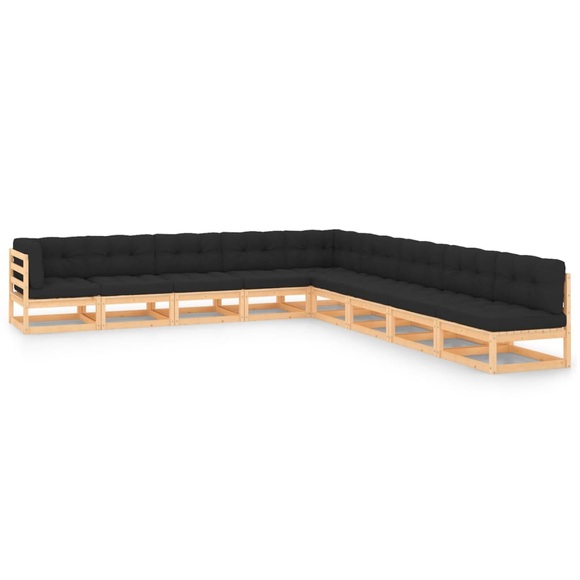 vidaXL 9-tlg. Garten-Lounge-Set mit Anthrazit Kissen Kiefernholz