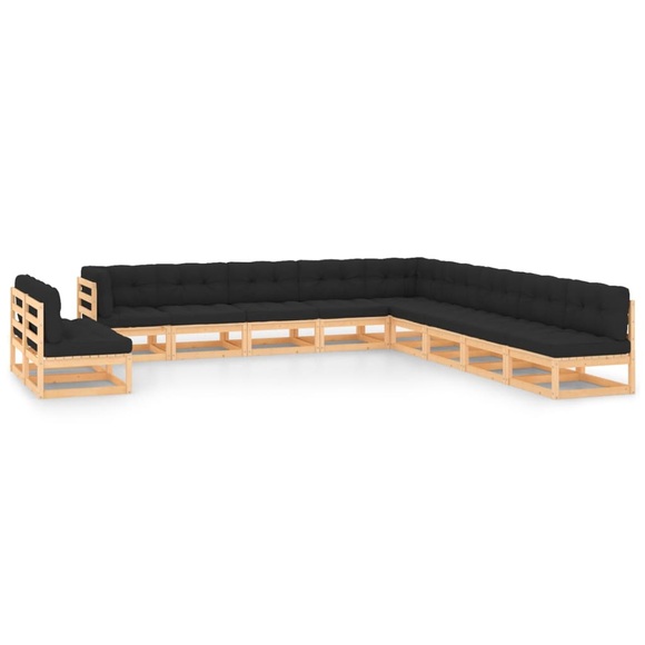vidaXL 11-tlg. Garten-Lounge-Set mit Anthrazit Kissen Kiefernholz