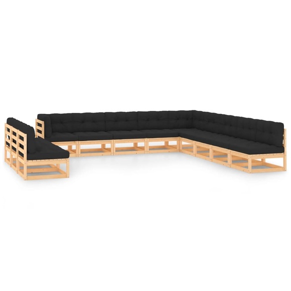 vidaXL 12-tlg. Garten-Lounge-Set mit Anthrazit Kissen Kiefernholz