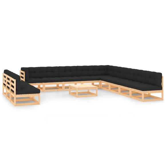 vidaXL 13-tlg. Garten-Lounge-Set mit Anthrazit Kissen Kiefernholz