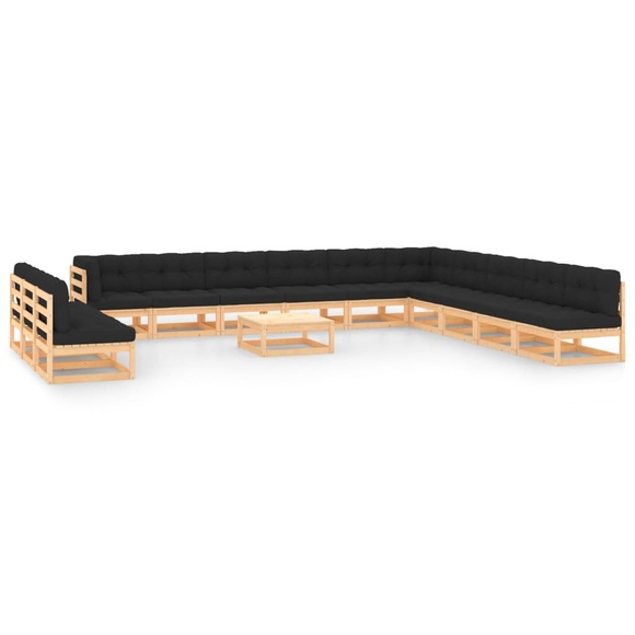 vidaXL 14-tlg. Garten-Lounge-Set mit Anthrazit Kissen Kiefernholz