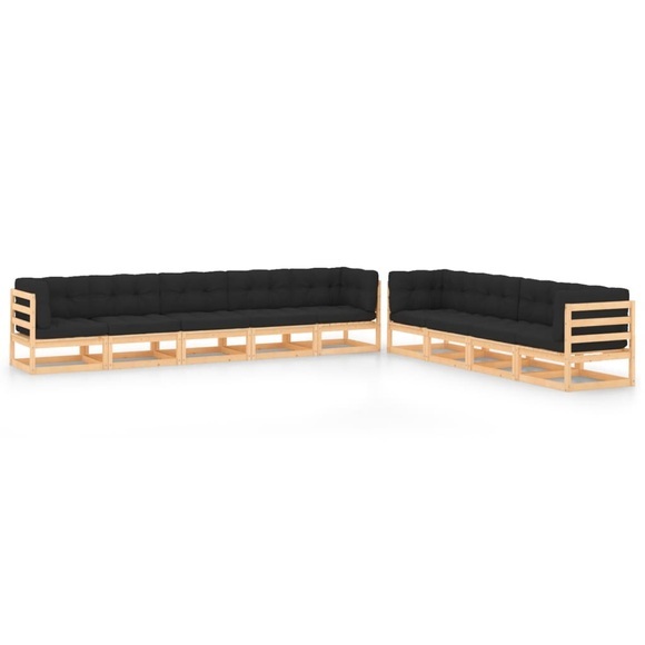 vidaXL 9-tlg. Garten-Lounge-Set mit Anthrazit Kissen Kiefernholz