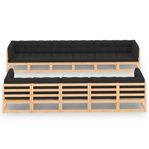 vidaXL 11-tlg. Garten-Lounge-Set mit Anthrazit Kissen Kiefernholz