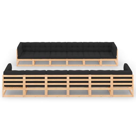vidaXL 12-tlg. Garten-Lounge-Set mit Anthrazit Kissen Kiefernholz