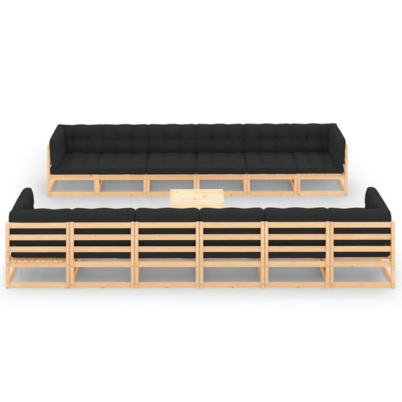 vidaXL 13-tlg. Garten-Lounge-Set mit Anthrazit Kissen Kiefernholz