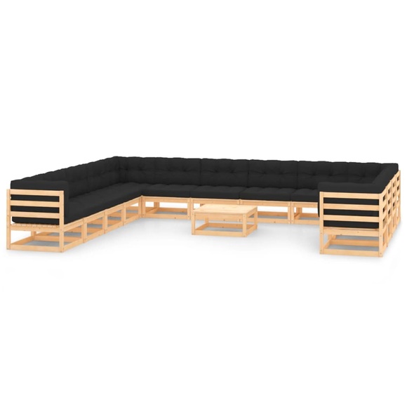 vidaXL 14-tlg. Garten-Lounge-Set mit Anthrazit Kissen Kiefernholz
