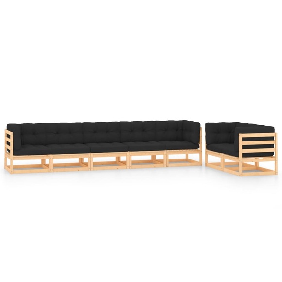 vidaXL 7-tlg. Garten-Lounge-Set mit Anthrazit Kissen Kiefernholz