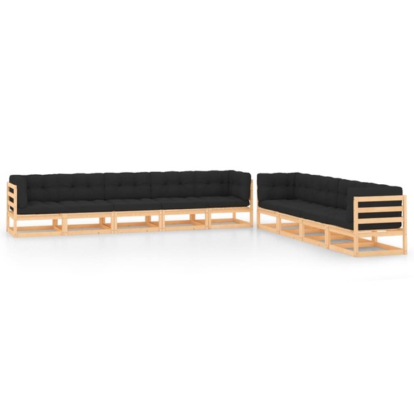 vidaXL 9-tlg. Garten-Lounge-Set mit Anthrazit Kissen Kiefernholz