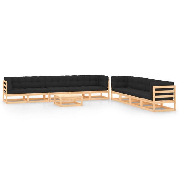 vidaXL 10-tlg. Garten-Lounge-Set mit Anthrazit Kissen Kiefernholz