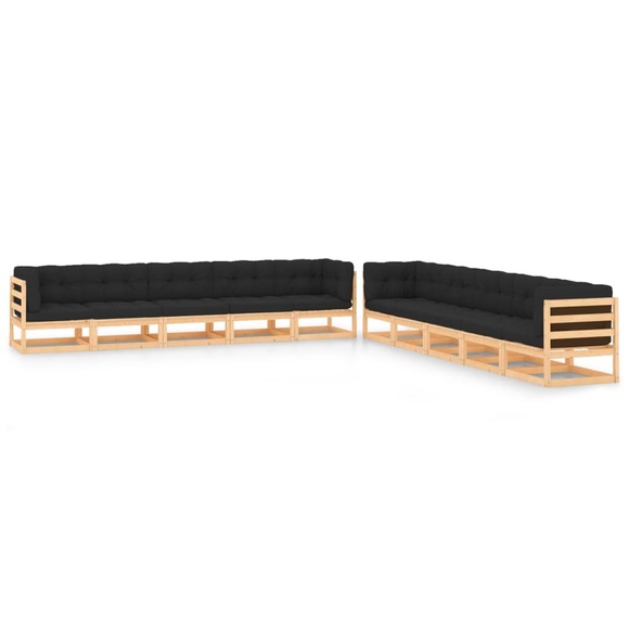 vidaXL 10-tlg. Garten-Lounge-Set mit Anthrazit Kissen Kiefernholz