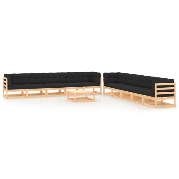 vidaXL 11-tlg. Garten-Lounge-Set mit Anthrazit Kissen Kiefernholz