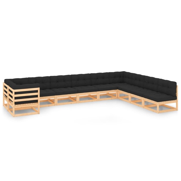 vidaXL 10-tlg. Garten-Lounge-Set mit Anthrazit Kissen Kiefernholz