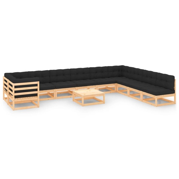 vidaXL 11-tlg. Garten-Lounge-Set mit Anthrazit Kissen Kiefernholz