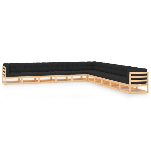 vidaXL 11-tlg. Garten-Lounge-Set mit Anthrazit Kissen Kiefernholz