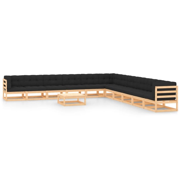 vidaXL 12-tlg. Garten-Lounge-Set mit Anthrazit Kissen Kiefernholz