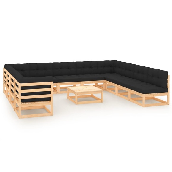 vidaXL 12-tlg. Garten-Lounge-Set mit Anthrazit Kissen Kiefernholz