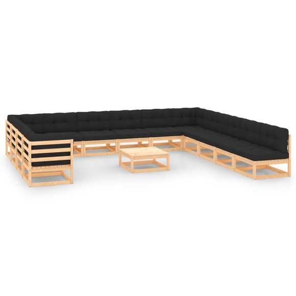 vidaXL 14-tlg. Garten-Lounge-Set mit Anthrazit Kissen Kiefernholz
