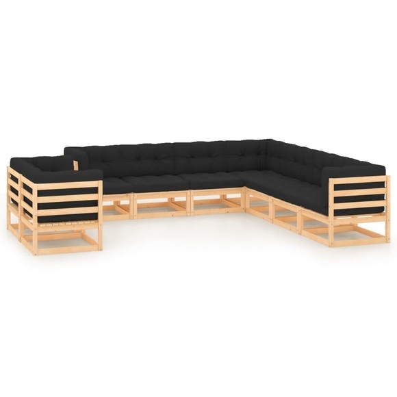 vidaXL 9-tlg. Garten-Lounge-Set mit Anthrazit Kissen Kiefernholz