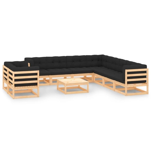 vidaXL 10-tlg. Garten-Lounge-Set mit Anthrazit Kissen Kiefernholz