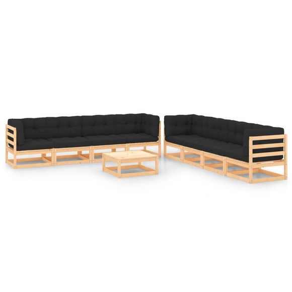 vidaXL 9-tlg. Garten-Lounge-Set mit Anthrazit Kissen Kiefernholz