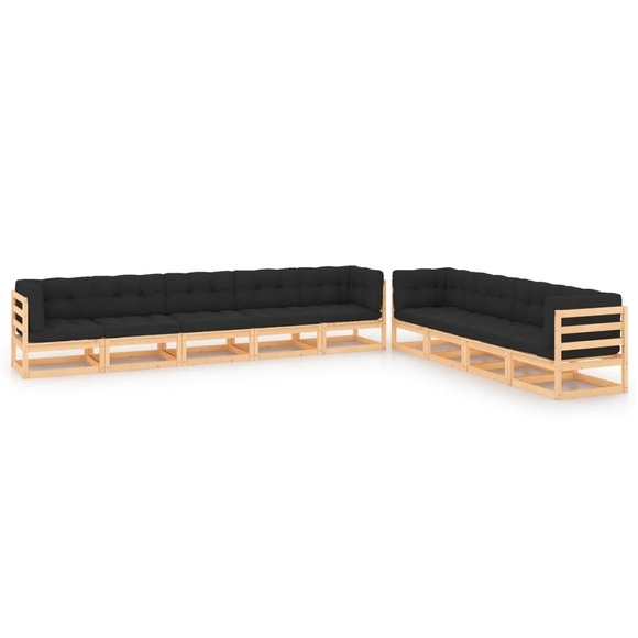 vidaXL 9-tlg. Garten-Lounge-Set mit Anthrazit Kissen Kiefernholz