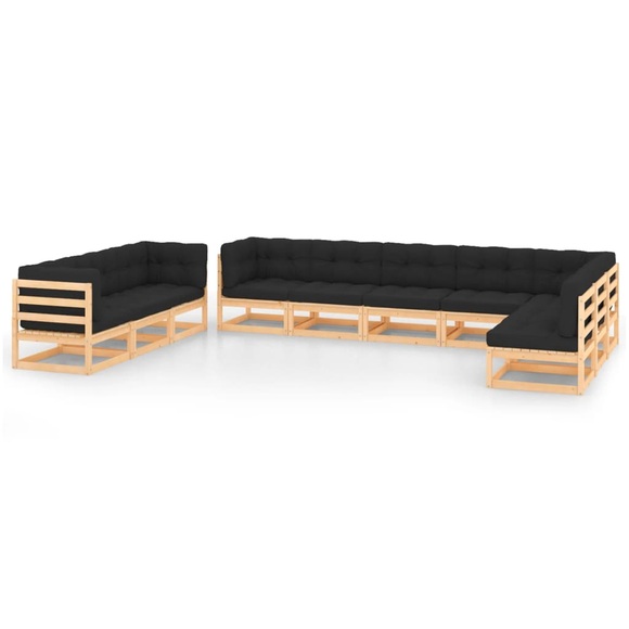 vidaXL 10-tlg. Garten-Lounge-Set mit Anthrazit Kissen Kiefernholz